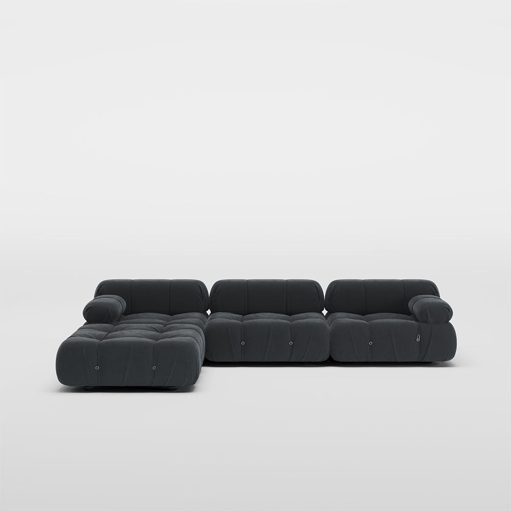 L-Shaped Sofa With Rolled Pillow Top Arm Dark Gray