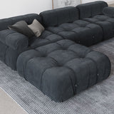 L-Shaped Sofa With Rolled Pillow Top Arm Dark Gray