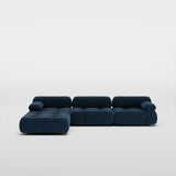L-Shaped Sofa With Rolled Pillow Top Arm Blue