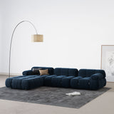 L-Shaped Sofa With Rolled Pillow Top Arm Blue