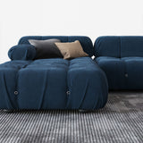 L-Shaped Sofa With Rolled Pillow Top Arm Blue