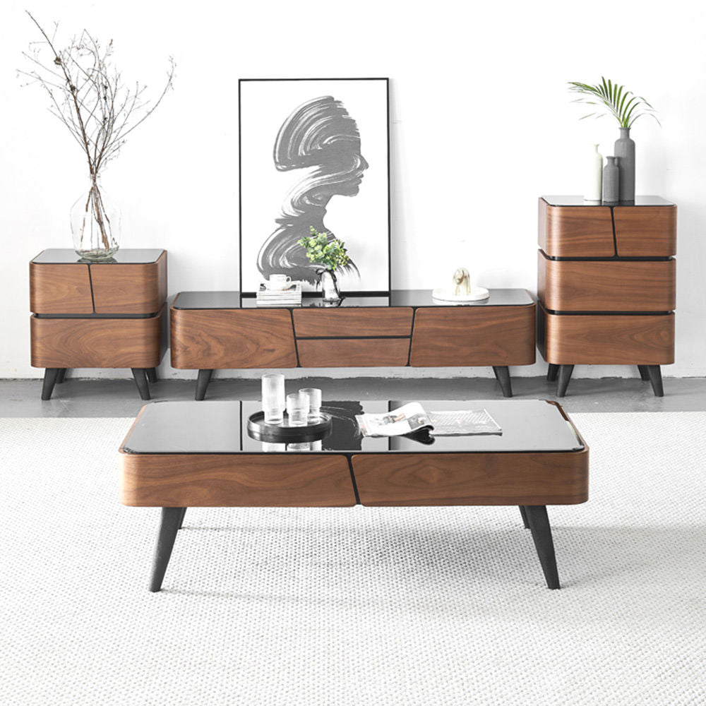 Stylish Modern Coffee Table, 2 Drawers | Free Delivery Dark Wood