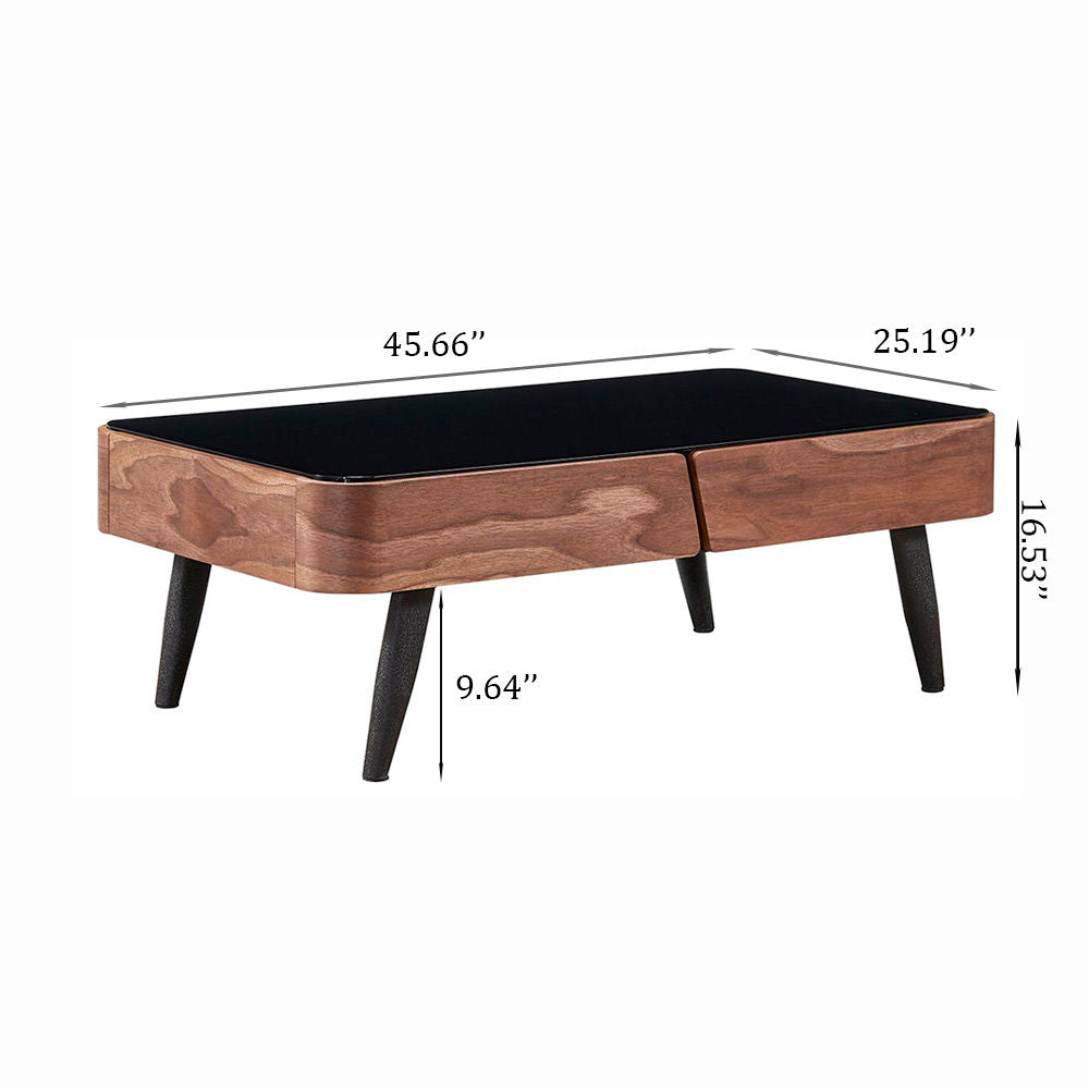 Stylish Modern Coffee Table, 2 Drawers | Free Delivery Dark Wood