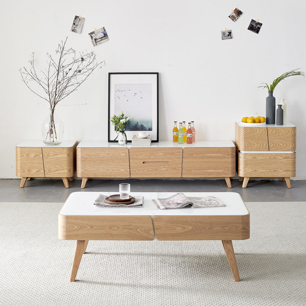 Stylish Modern Coffee Table, 2 Drawers | Free Delivery Light Wood