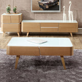 Stylish Modern Coffee Table, 2 Drawers | Free Delivery Light Wood