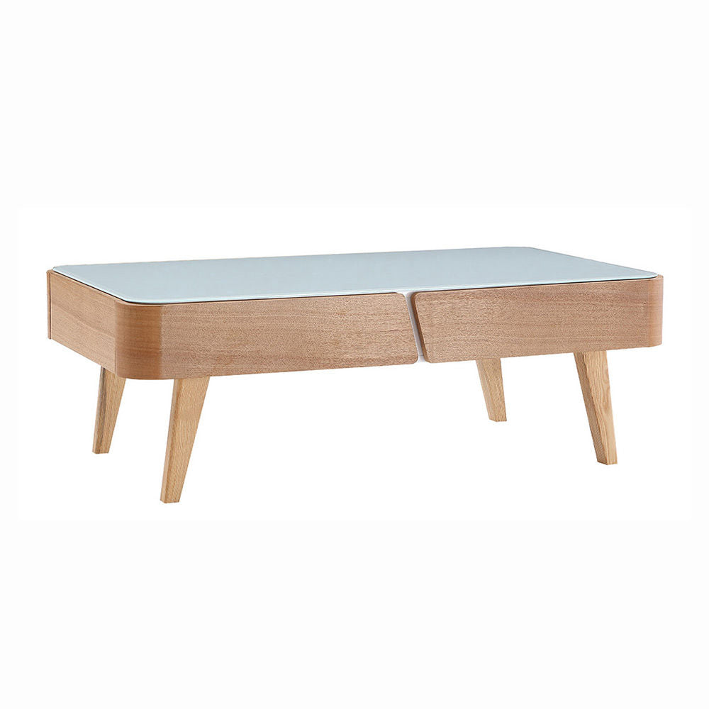 Stylish Modern Coffee Table, 2 Drawers | Free Delivery Light Wood