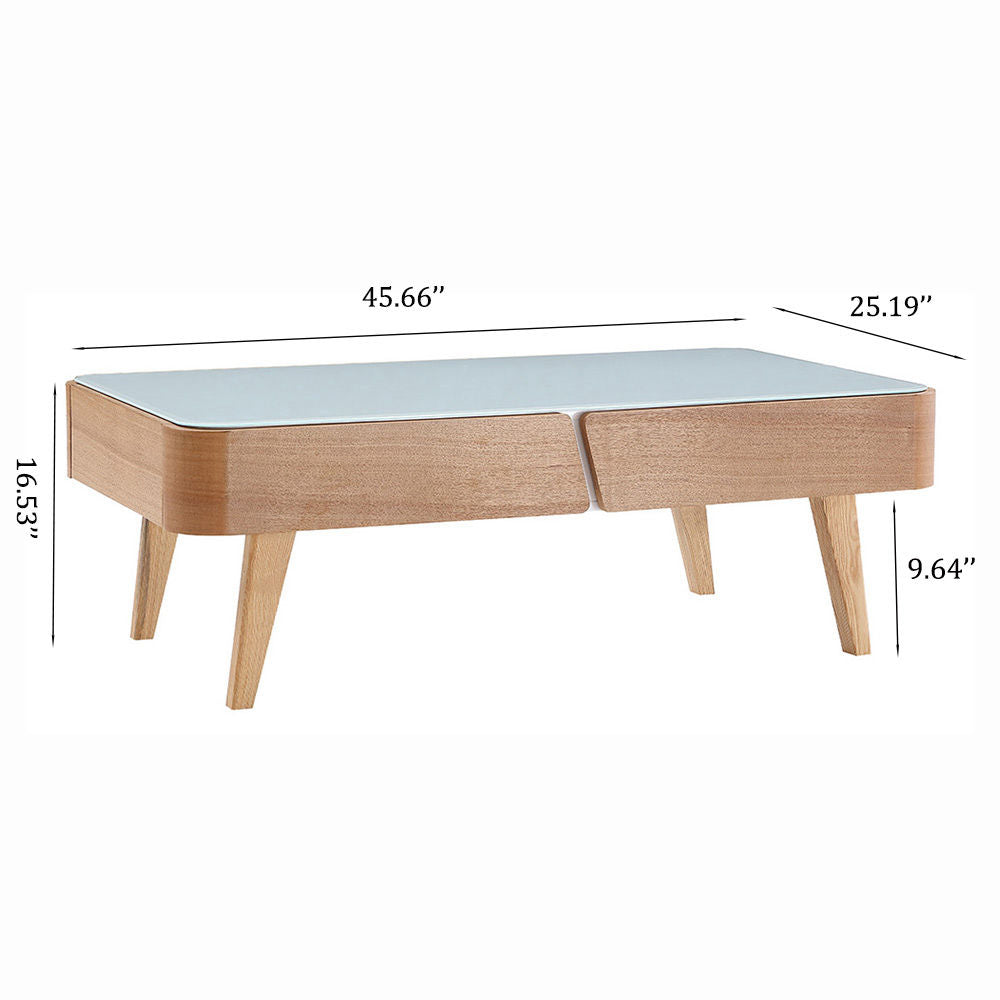 Stylish Modern Coffee Table, 2 Drawers | Free Delivery Light Wood