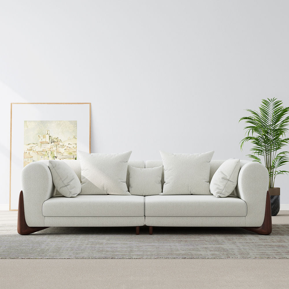 White Velvet Tuxedo Arm Sofa White