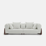 White Velvet Tuxedo Arm Sofa White