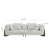 White Velvet Tuxedo Arm Sofa White