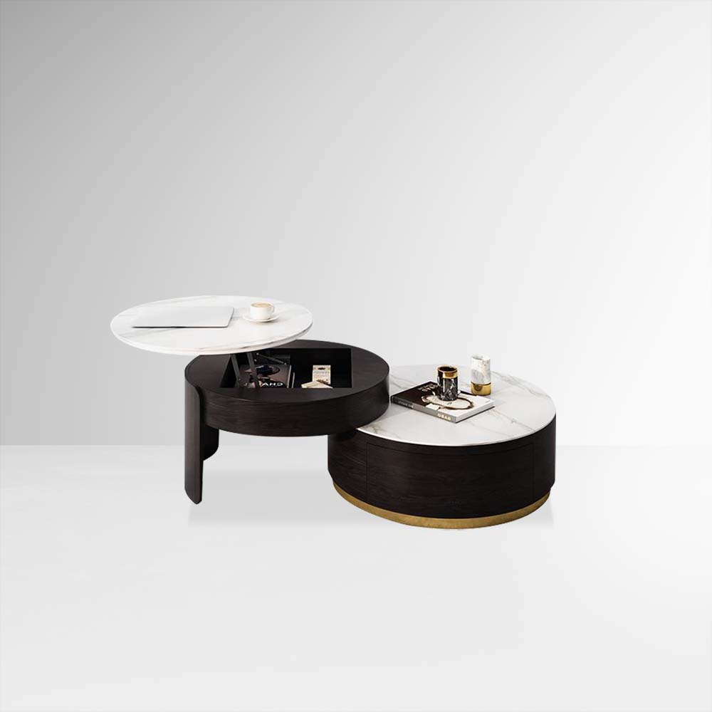 Modern Lift-Top Nesting Coffee Table Set Of 2 Smoky