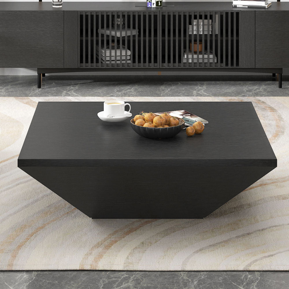 Modern Black Square Coffee Table With Drawer - Fully Assembled Black