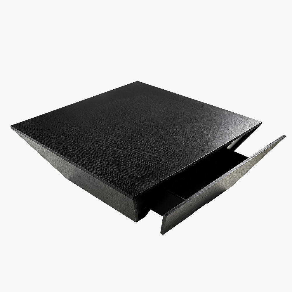 Modern Black Square Coffee Table With Drawer - Fully Assembled Black