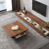 Modern Black Square Coffee Table With Drawer - Fully Assembled Brown