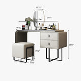 Stylish Bedside Table Dresser with Makeup Vanity and Mirror Beige