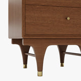 Mid-Century Modern Nightstand: 2 Drawers & Walnut Finish Walnut