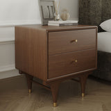 Mid-Century Modern Nightstand: 2 Drawers & Walnut Finish Walnut