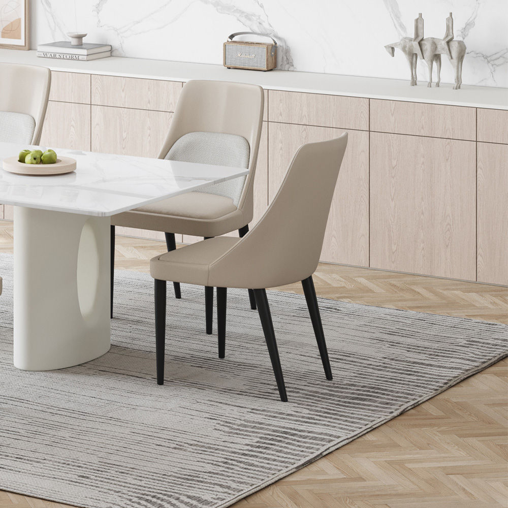 Comfortable Dining Chairs With Double-Layer Backs Gray