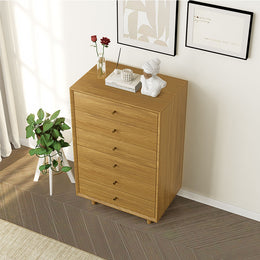 Mid Century Modern Natural Oak Tallboy Dresser – Large 6-Drawer Storage Chest Wood color