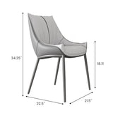 Stylish 2Pcs Dining Chairs With Carbon Steel Legs Gray