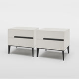 Modern White Nightstand With Pinewood Drawers White