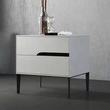 Modern White Nightstand With Pinewood Drawers White