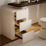 Small Vanity with Chair and Wooden Tabletop for Modern Homes Beige