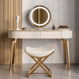 Multi-Functional Desk and Vanity Combo with Sintered Stone Tabletop Khaki
