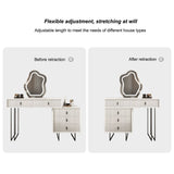 Mirrored Vanity Table Set: White Desk and Multifunctional Drawer Combo Beige