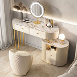 Elegant Bedside Table Dresser and Modern Vanity Table Combo Beige