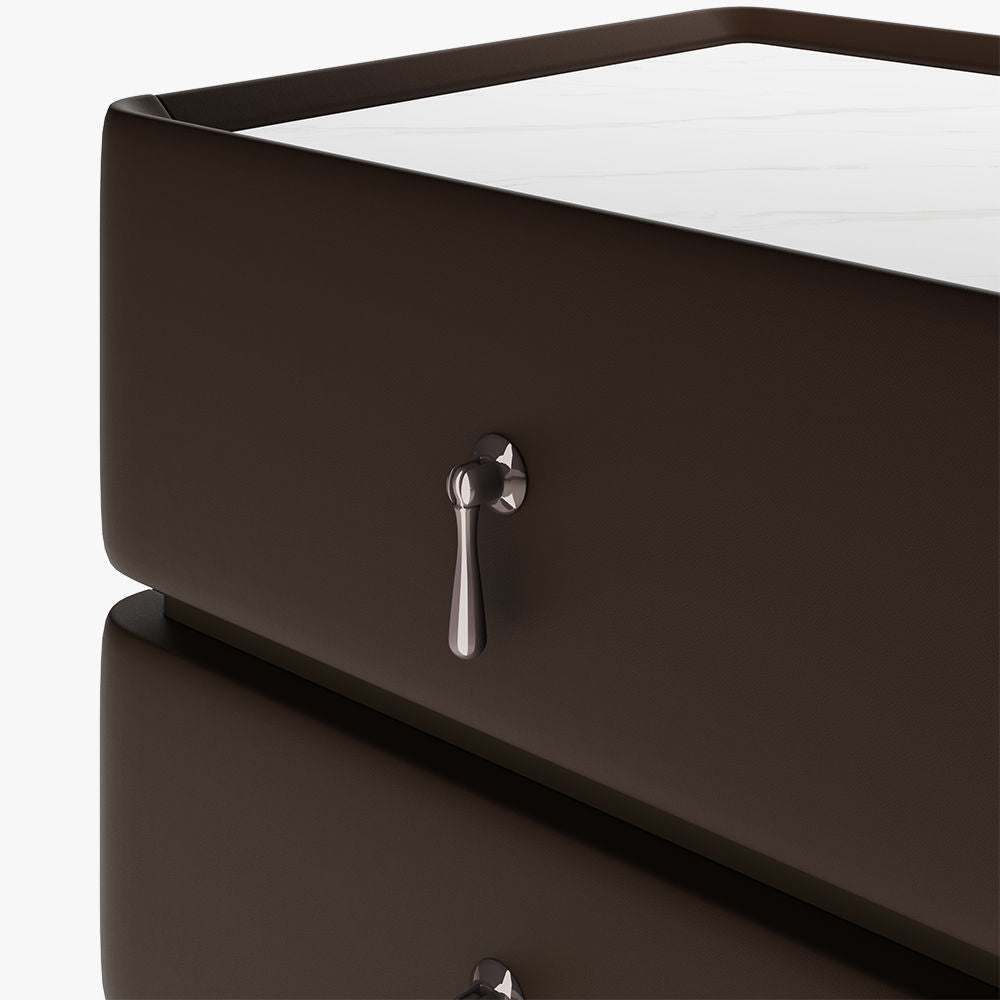 Modern Nightstand With 2 Drawers Dark Brown