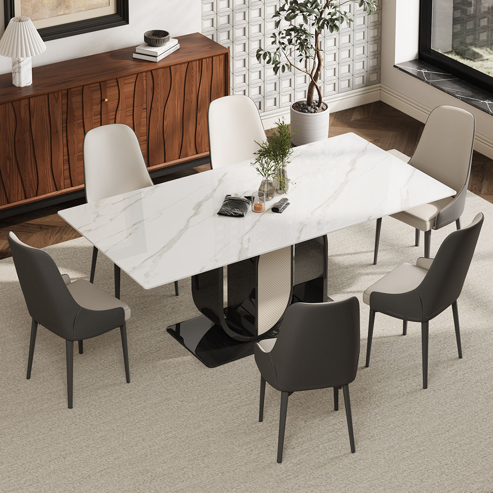 62.99” Modern Rectangular Dining Table For 4-6 White