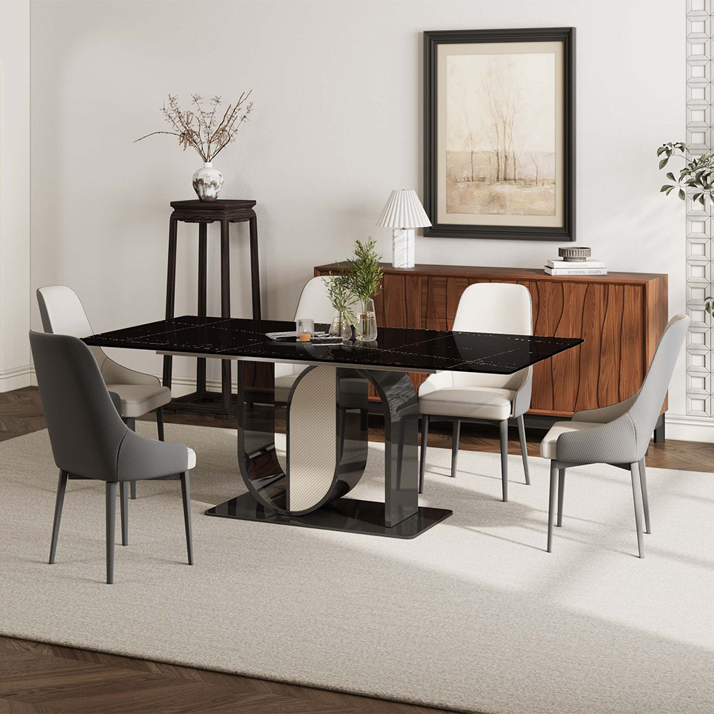 62.99” Modern Rectangular Dining Table For 4-6 Black