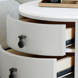 Round Nightstand With Two Drawers Light Gray