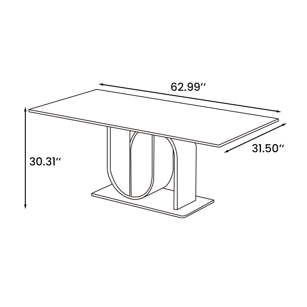 62.99” Modern Rectangular Dining Table For 4-6 Black