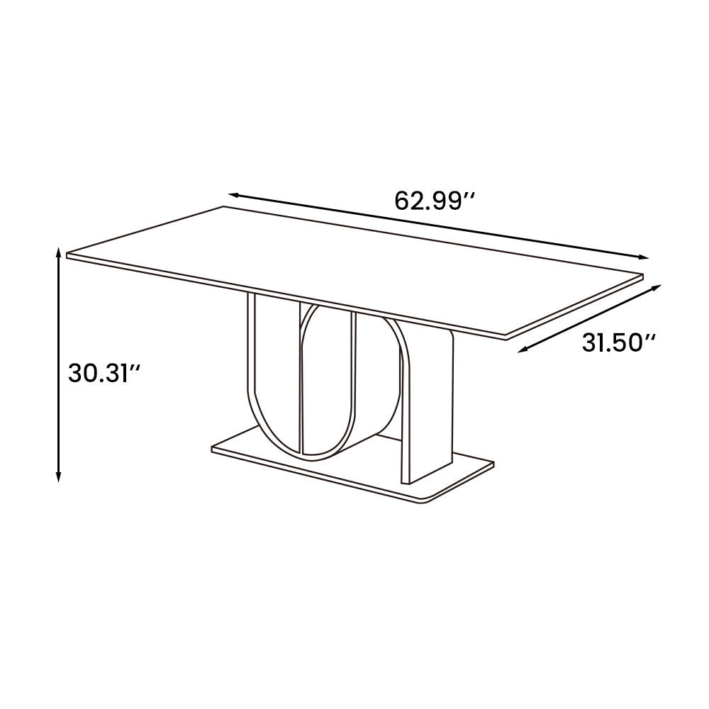 62.99” Modern Rectangular Dining Table For 4-6 Gray