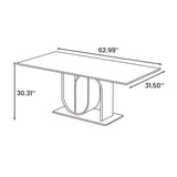 62.99” Modern Rectangular Dining Table For 4-6 Gray