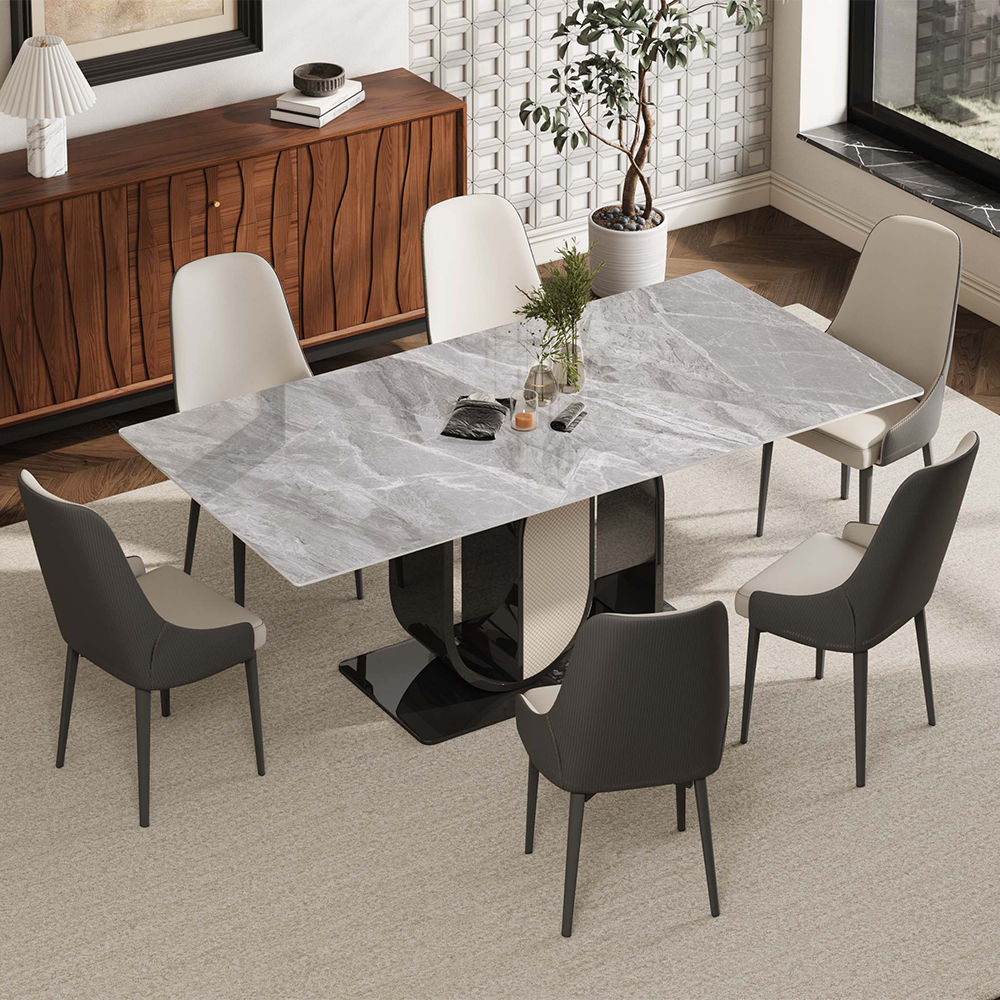 62.99” Modern Rectangular Dining Table For 4-6 Gray