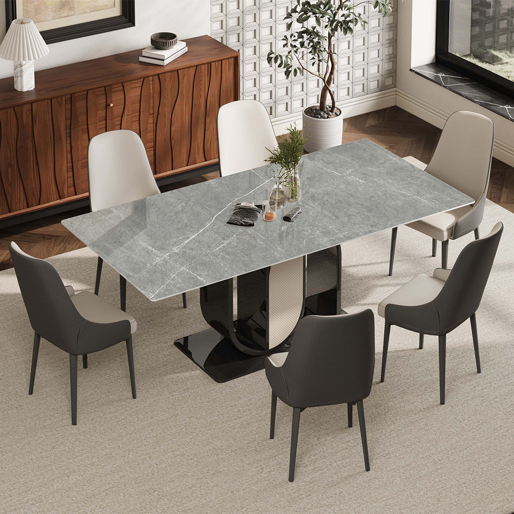 62.99” Modern Rectangular Dining Table For 4-6 Dark Gray