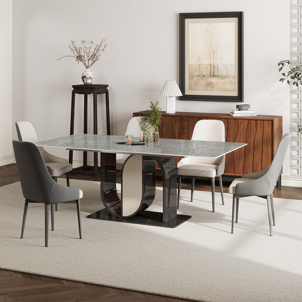 62.99” Modern Rectangular Dining Table For 4-6 Dark Gray