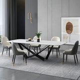 Modern Ayana Dining Table With Stone Tabletop | Free Shipping White