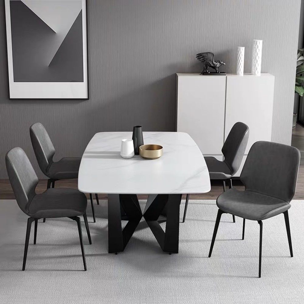Modern Ayana Dining Table With Stone Tabletop | Free Shipping White