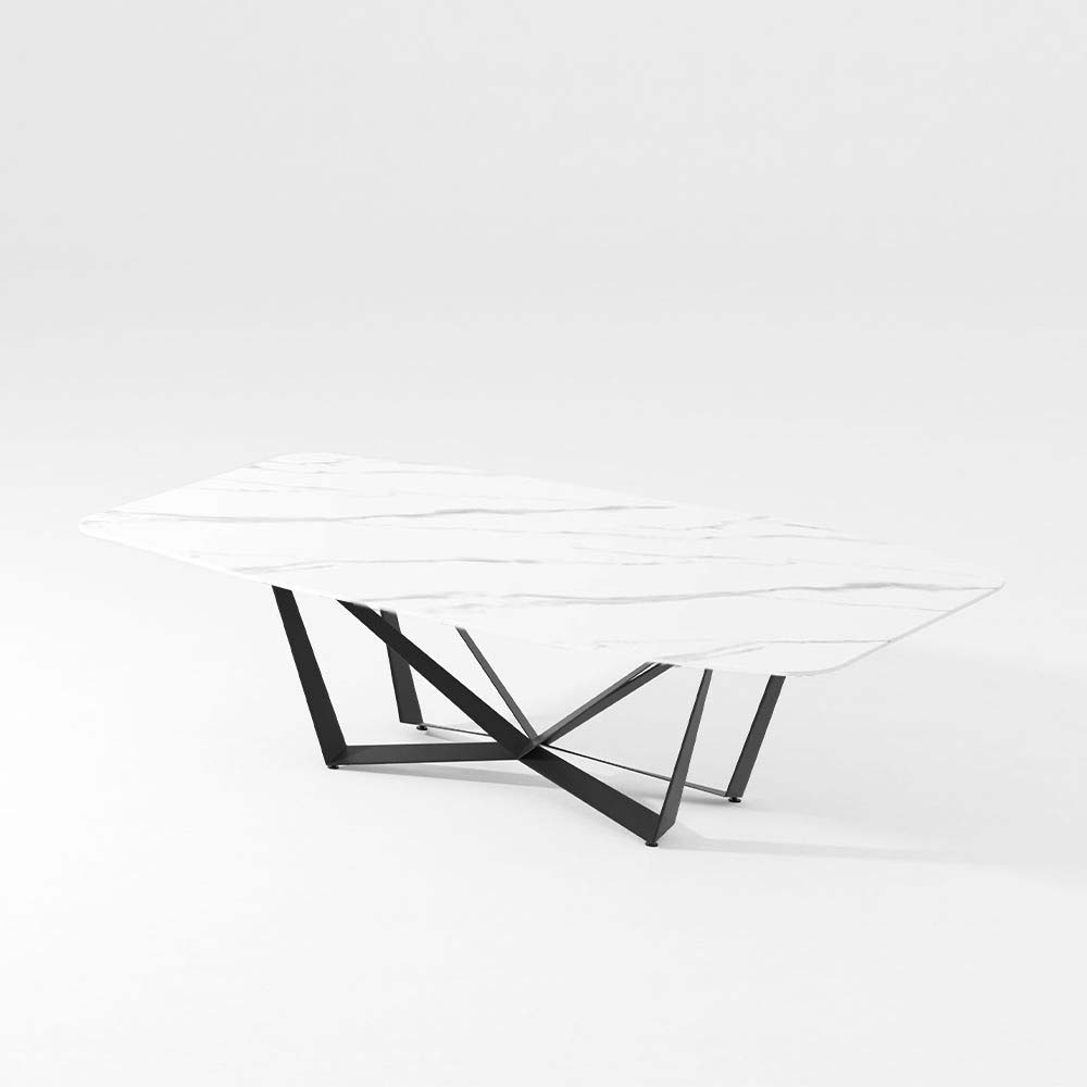 Modern Ayana Dining Table With Stone Tabletop | Free Shipping White