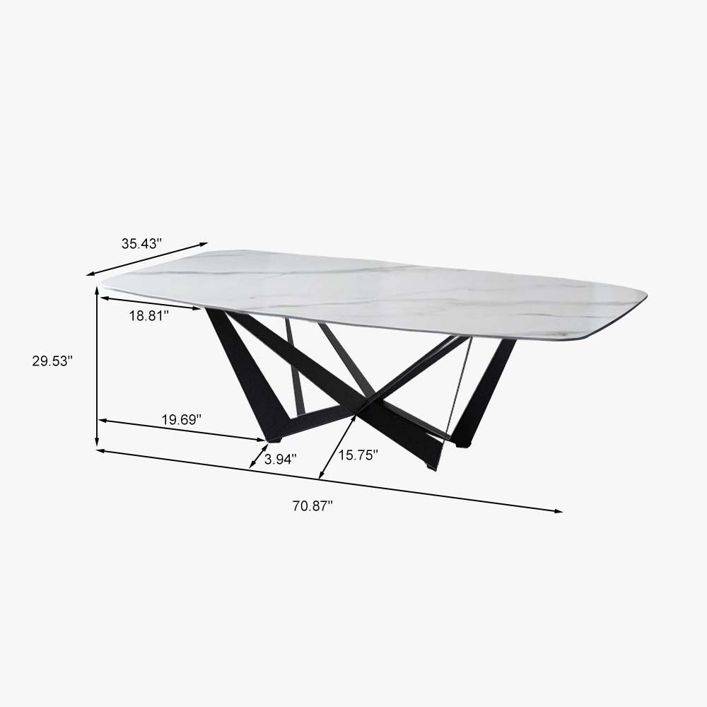 Modern Ayana Dining Table With Stone Tabletop | Free Shipping White