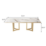 Modern Luxury Marble Rectangular Dining Table White