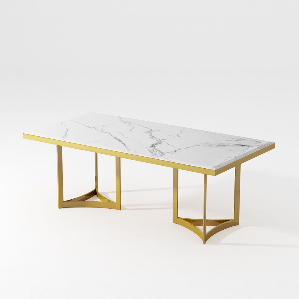 Modern Luxury Marble Rectangular Dining Table White