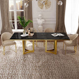 Modern Luxury Marble Rectangular Dining Table Black