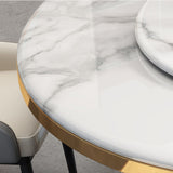 Luxury Round Marble Dining Table With White Lazy Susan White