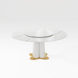 Luxury French Round Dining Table For 4 To 6 White