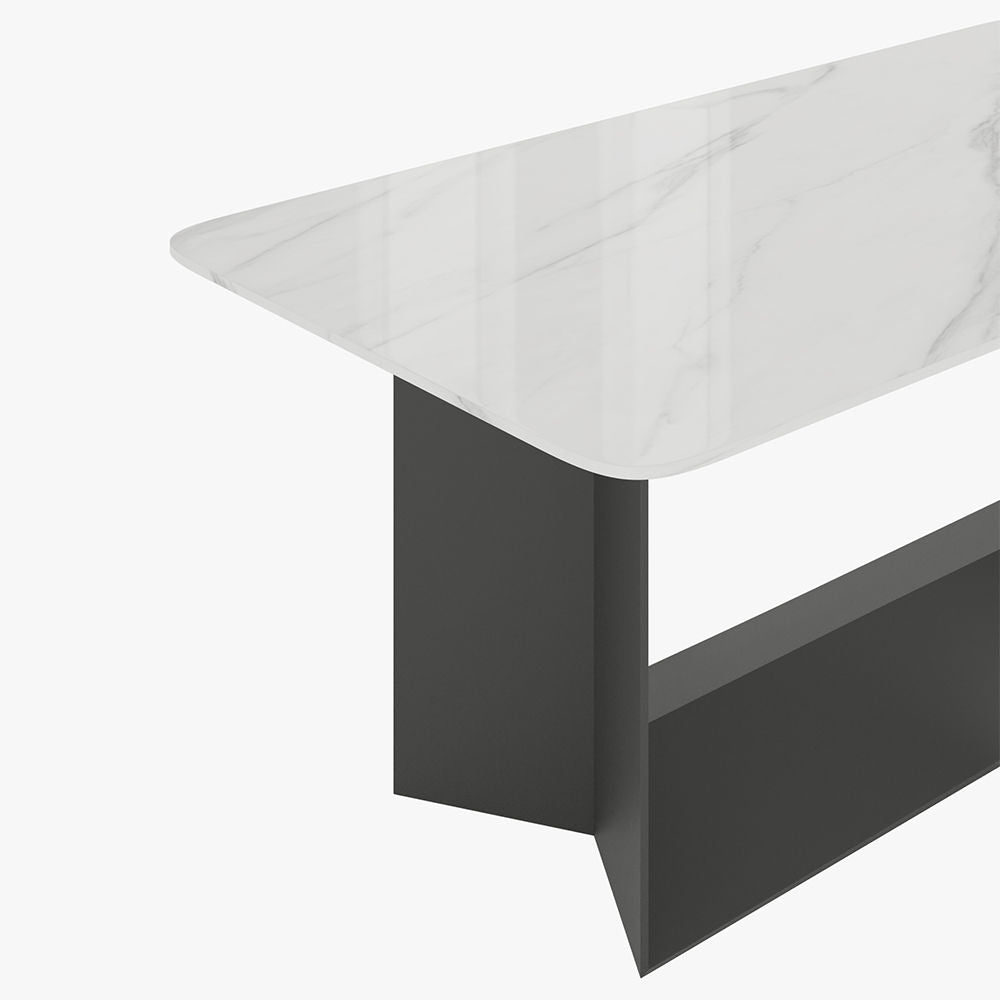 Modern Sintered Stone Trestle Dining Table White